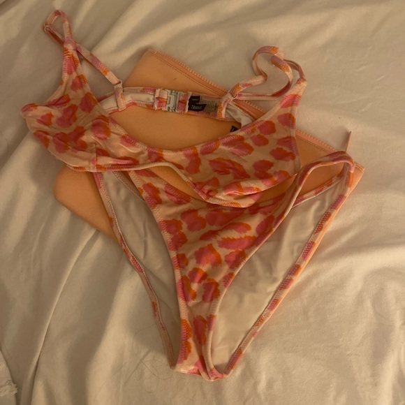 Orange and Pink cheetah print Triangl Bikini - Picture 1 of 1